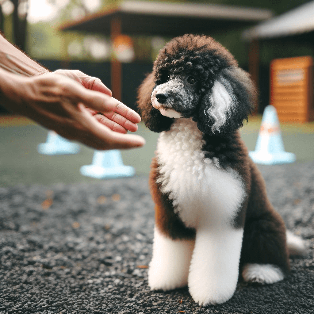 A_Parti_Poodle_practicing_obedience_commands_demonstrating_its_intelligence_and_trainability