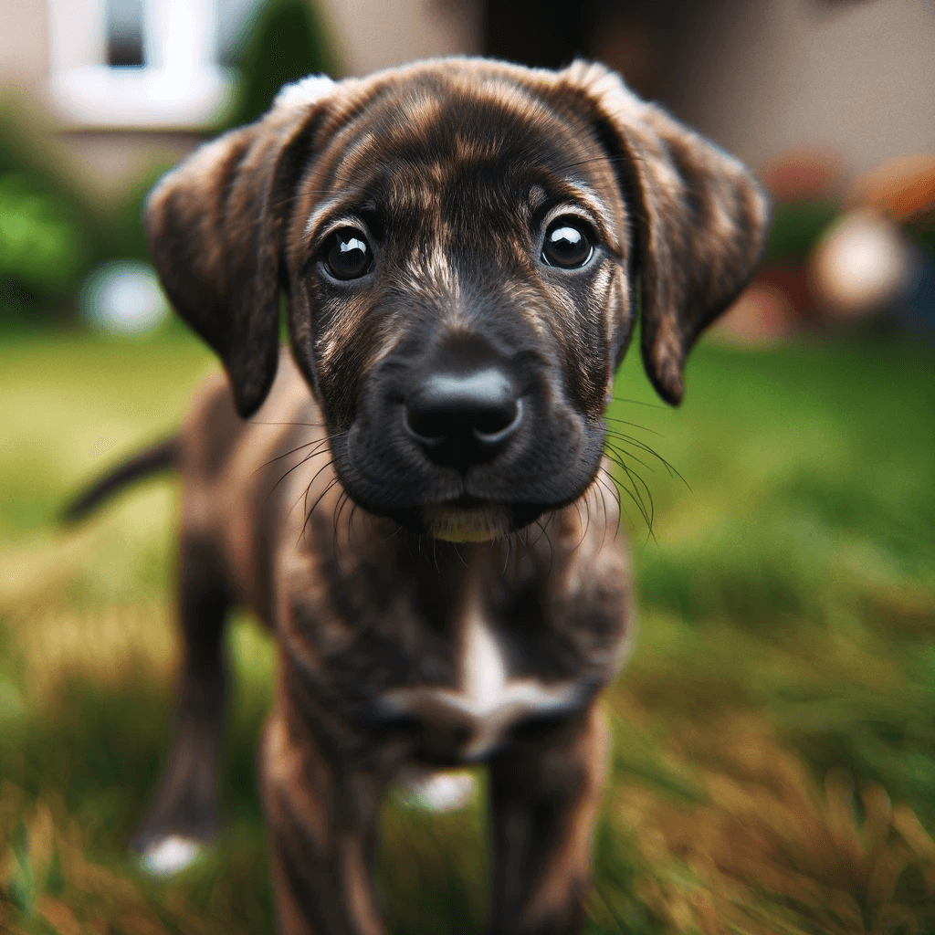 A_brindle-coated_puppy_standing_on_grass_looking_directly_at_the_viewer_with_a_playful_and_curious_expression
