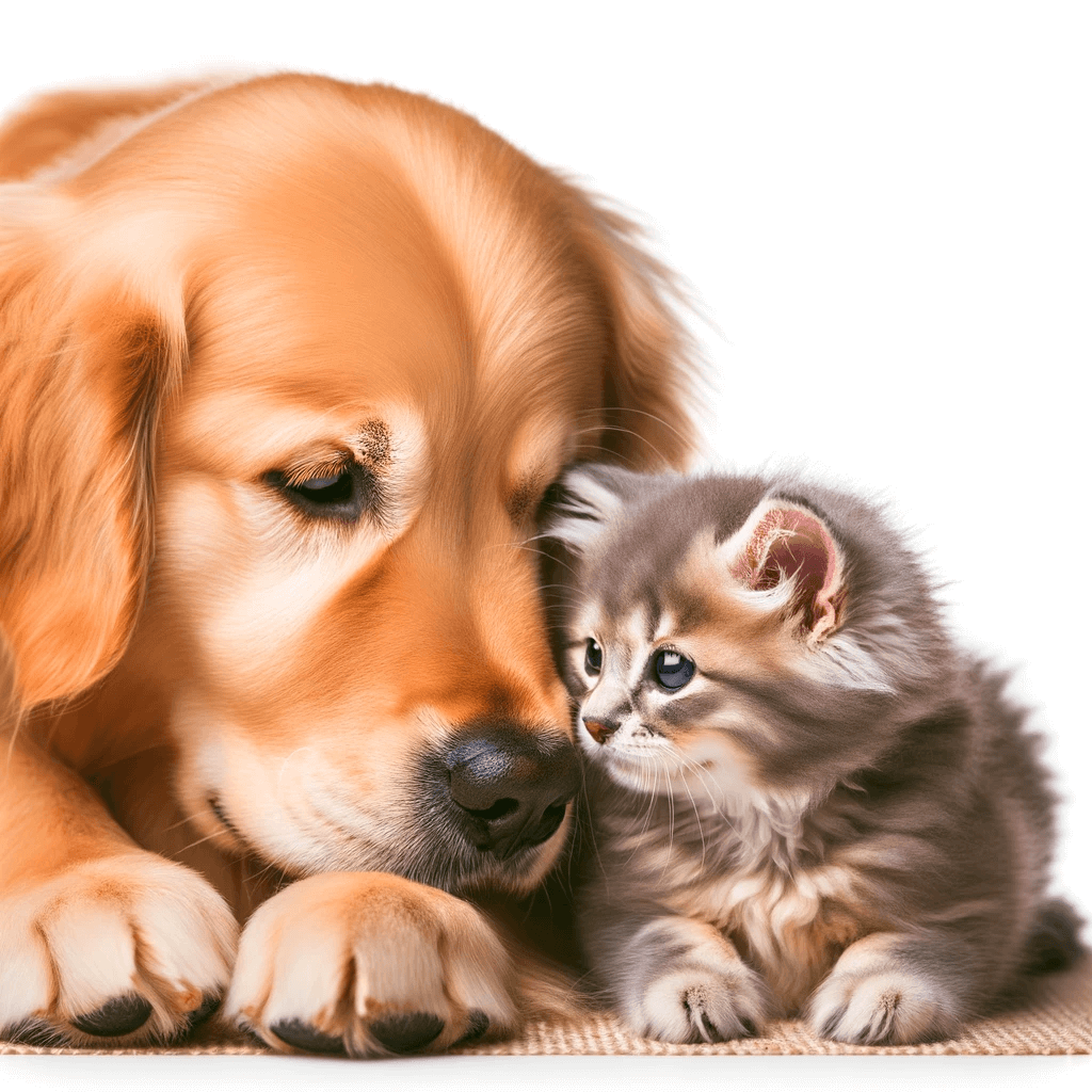 A_caring_Dark_Golden_Retriever_gently_interacting_with_a_kitten_demonstrating_the_breed_s_renowned_patience_and_affectionate_nature_towards_other_animals