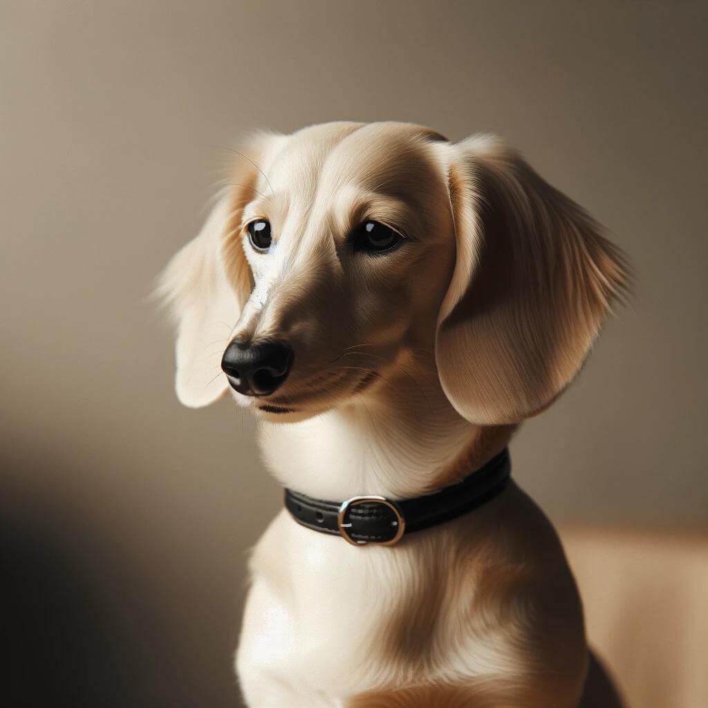 A_serene_English_cream_Dachshund_with_a_neatly_gro