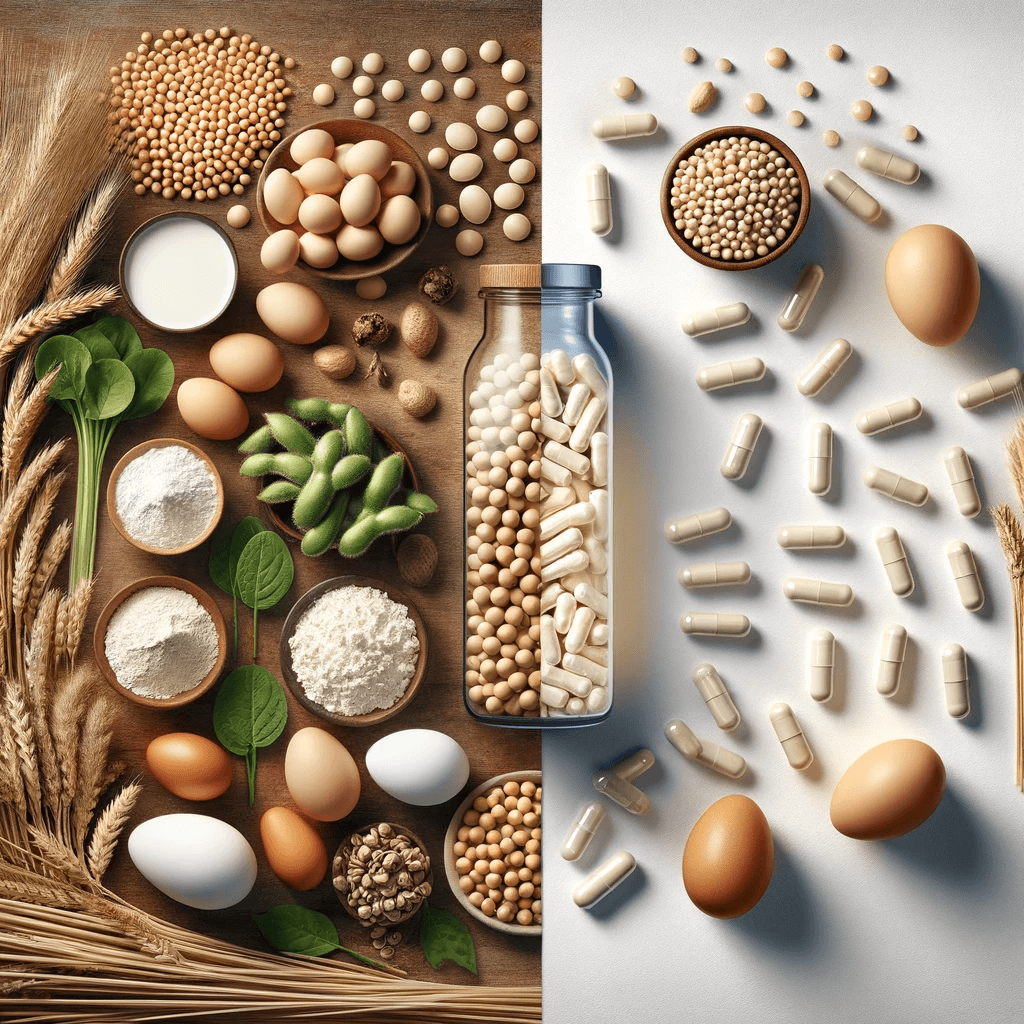 A_split_image_comparing_natural_sources_of_Alpha_GPC_like_soybeans_on_one_side_and_synthetic_capsules_on_the_other_288cab1d-4cd5-46e0-b625-e7c76601c77b