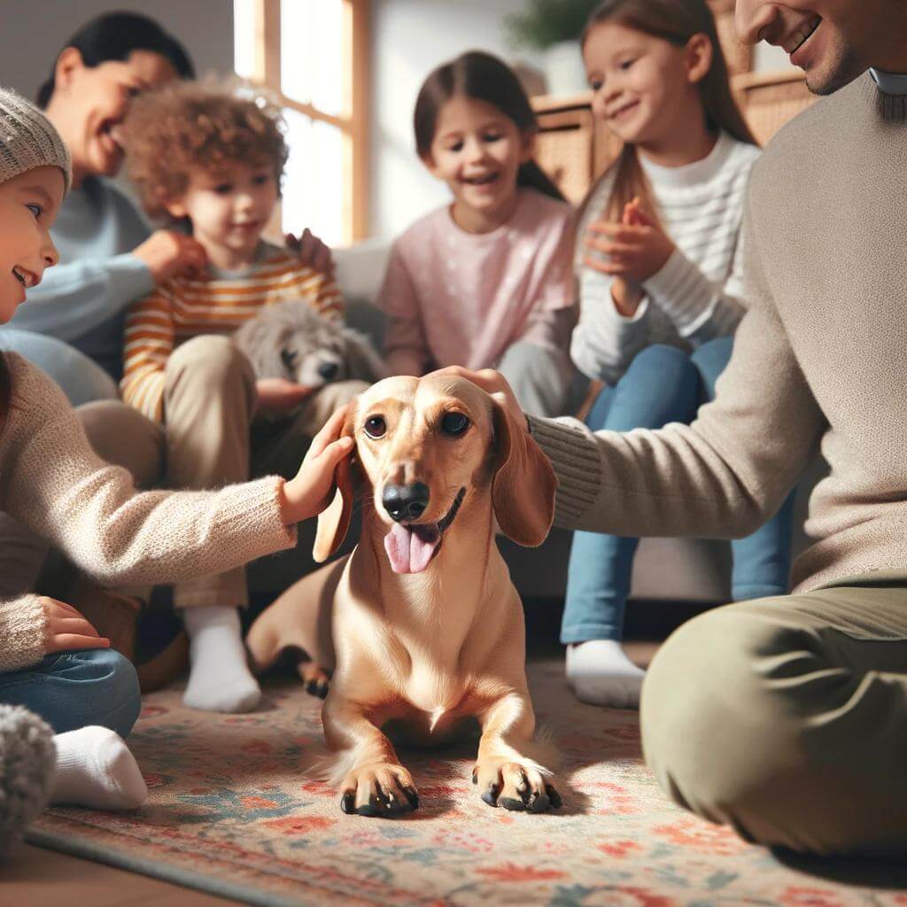 An_English_cream_Dachshund_in_a_family_environment