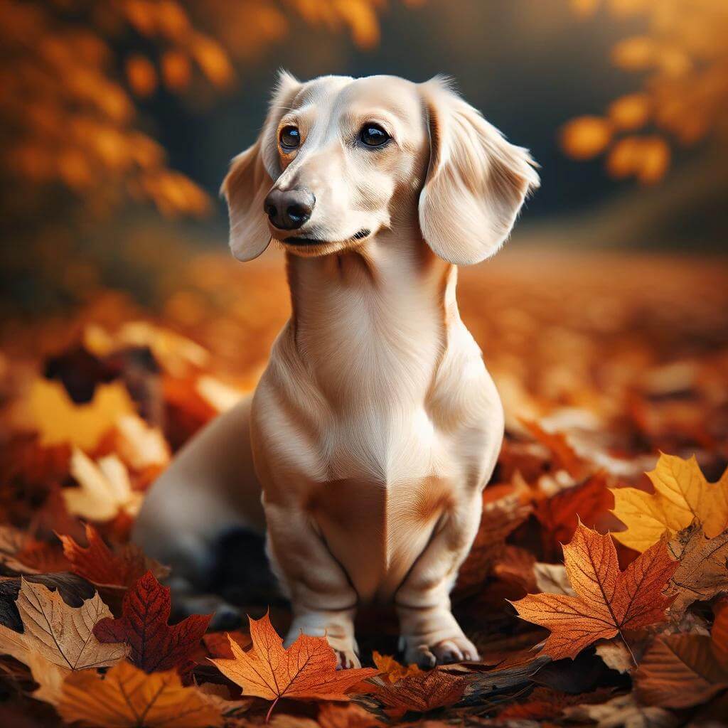 An_adult_English_cream_Dachshund_against_a_backdro