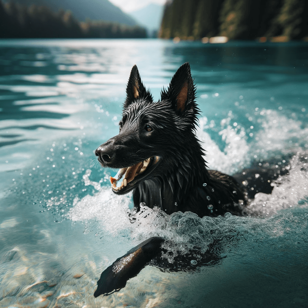 Black_Belgian_Malinois_enjoying_a_refreshing_swim_in_a_crystal-clear_lake