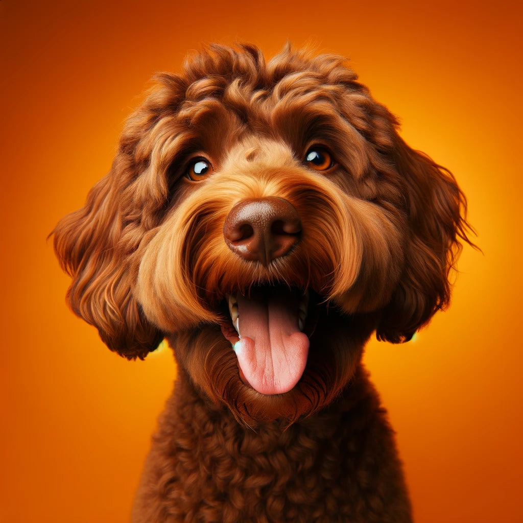 Capturing_a_moment_of_pure_joy_this_image_features_a_headshot_of_a_brown_Labradoodle_against_a_radiant_orange_backdrop