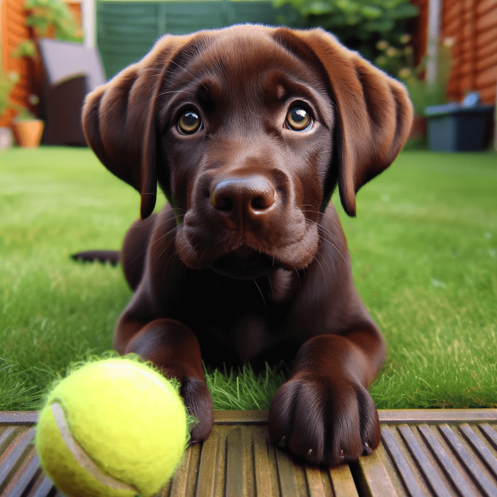 Chocolate_Lab_Puppy_With_Bright_Eyes_Waiting_to_Fetch_a_Yellow_Tennis_Ball_in_a_Green_Backyard