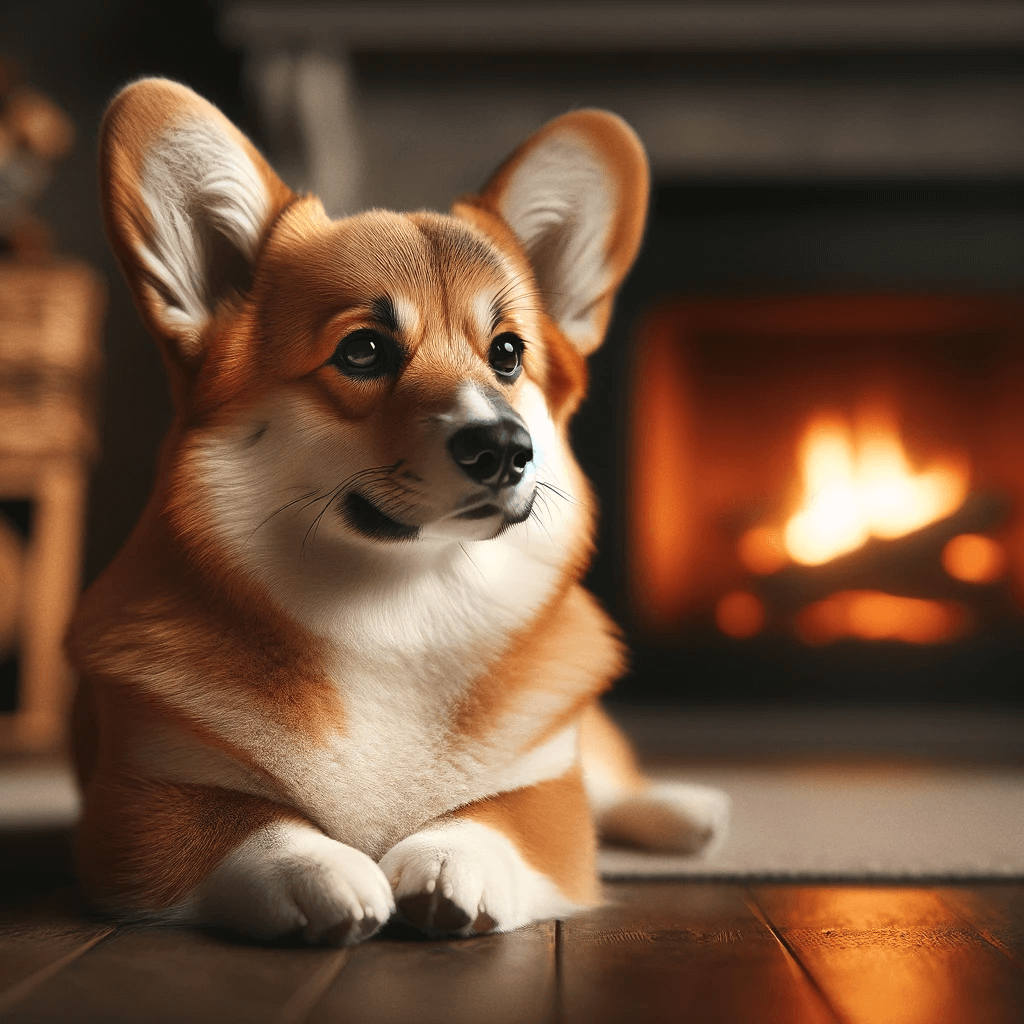 Corgidor_lying_beside_a_fireplace_its_compact_body_and_calm_demeanor_reflecting_its_Corgi_and_Labrador_heritage