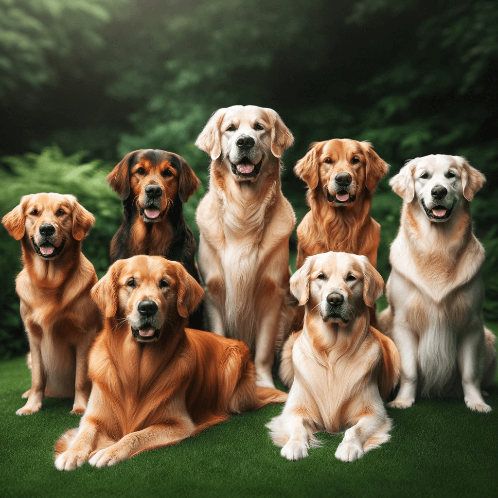 Dark_Golden_Retrievers_sitting_on_a_lush_green_lawn