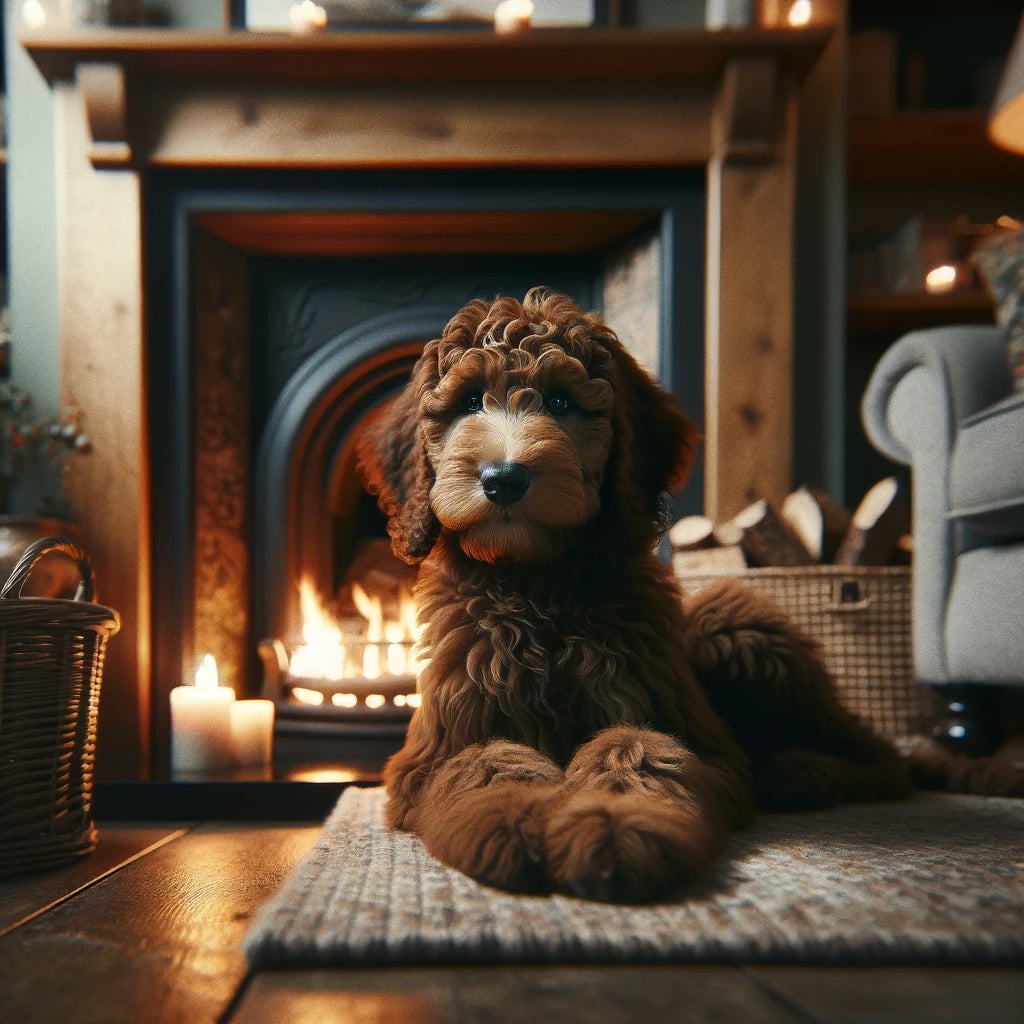 Dinside_a_cozy_living_room_a_young_Labradoodle_with_a_dense_curly_brown_coat_lies_comfortably_near_a_crackling_fireplace