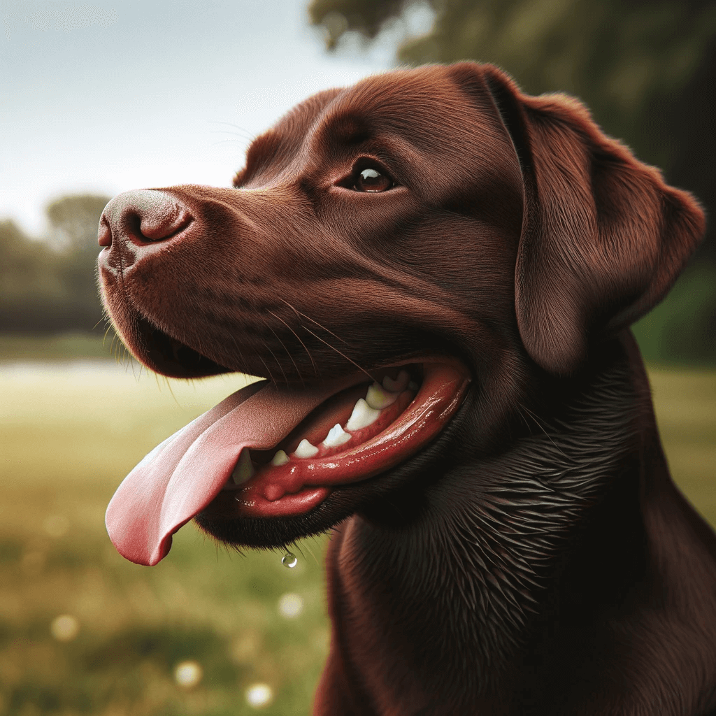 English_Chocolate_Labrador_shows_the_dog_in_a_relaxed_state_on_a_grassy_field_mouth_open_and_tongue_visible_perhaps_after_a_p