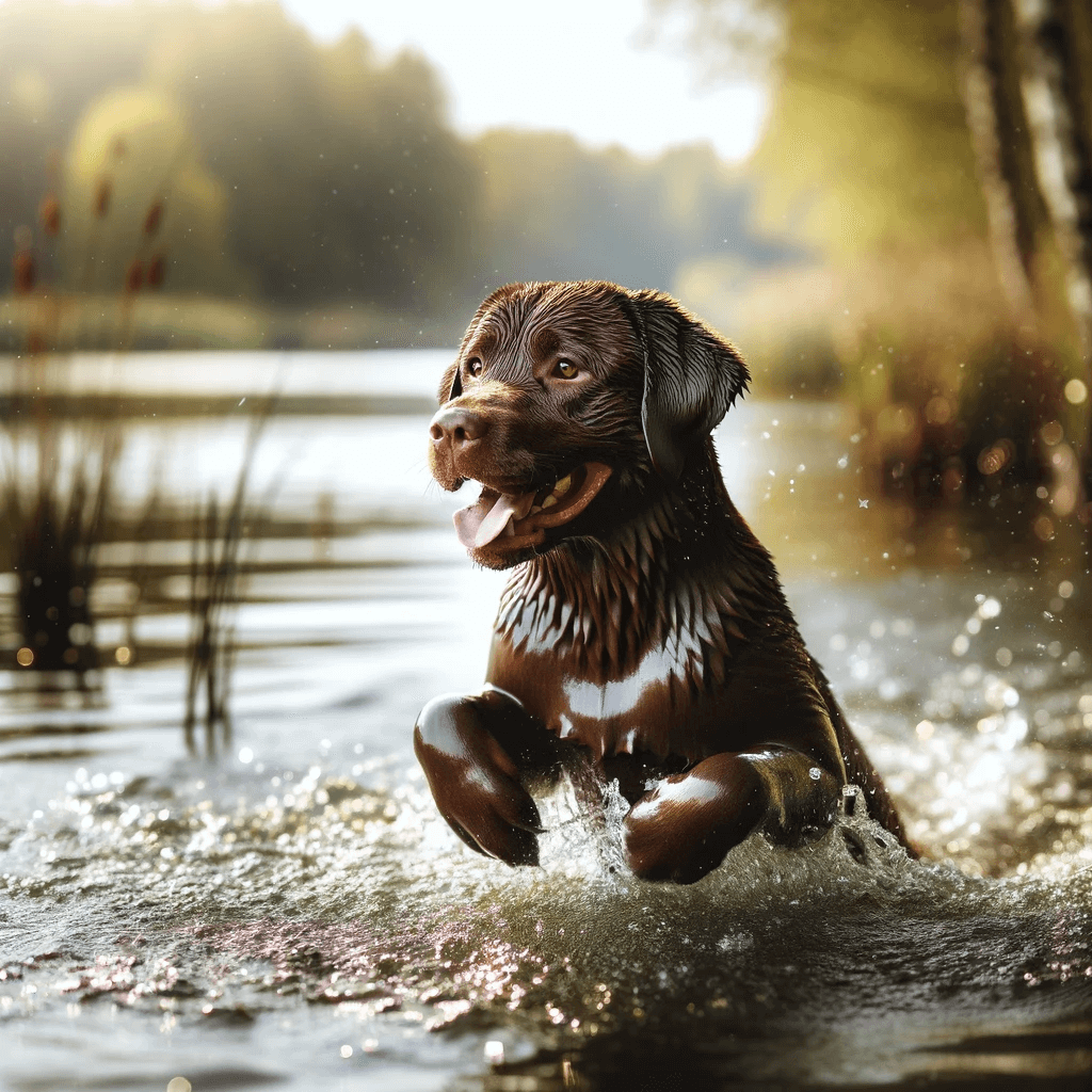 English_chocolate_lab_happily_playing_in_water_highlighting_the_breed_s_love_for_swimming_and_its_waterproof_coat._The_lab_is_captured_mid-swim_i