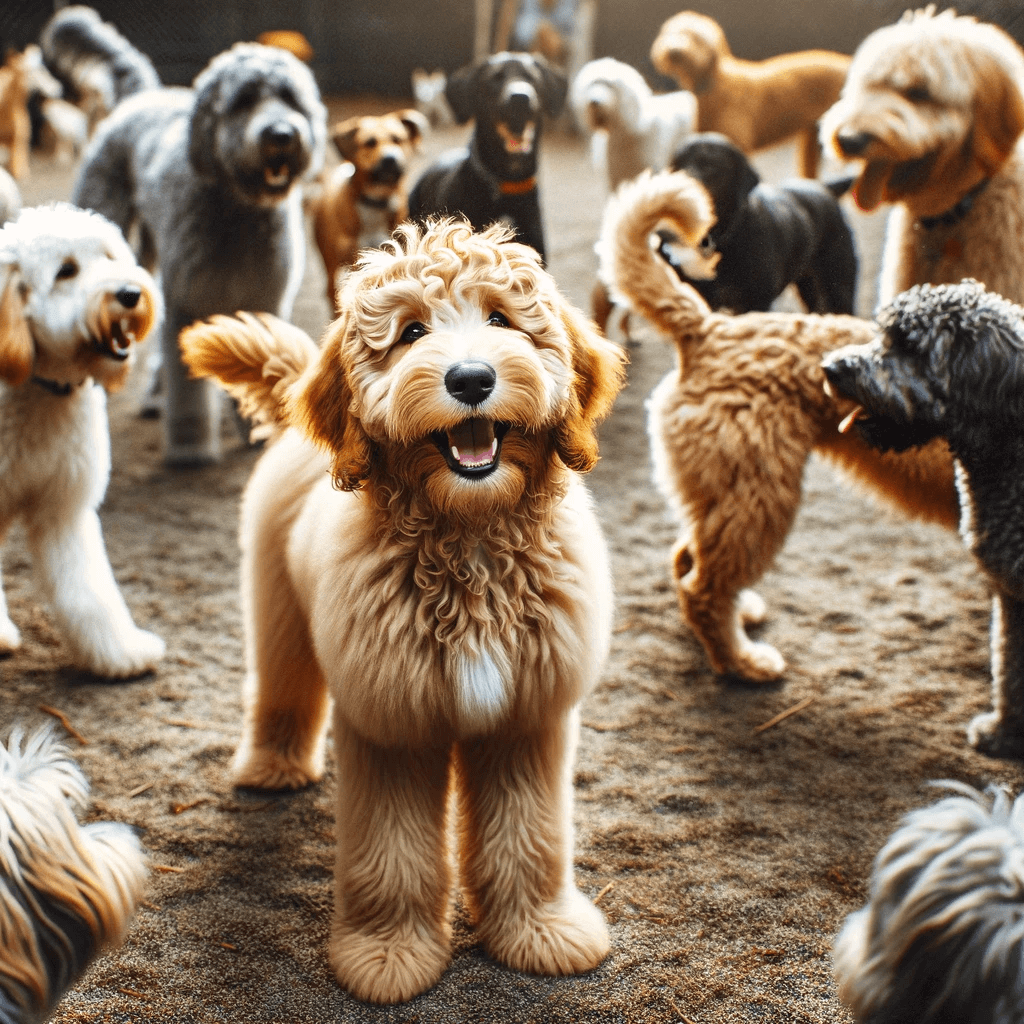Goldendoodle_socializing_with_other_dogs_highlighting_its_friendly_personality_and_hypoallergenic_coat