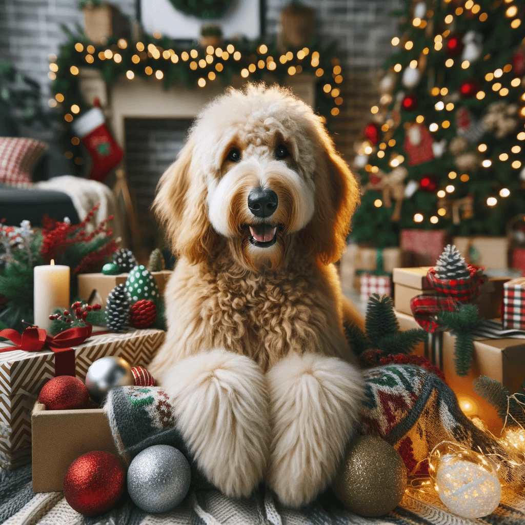 Goldendoodle_surrounded_by_holiday_decorations_showcasing_its_hypoallergenic_coat_and_ability_to_participate_in_family_festivities