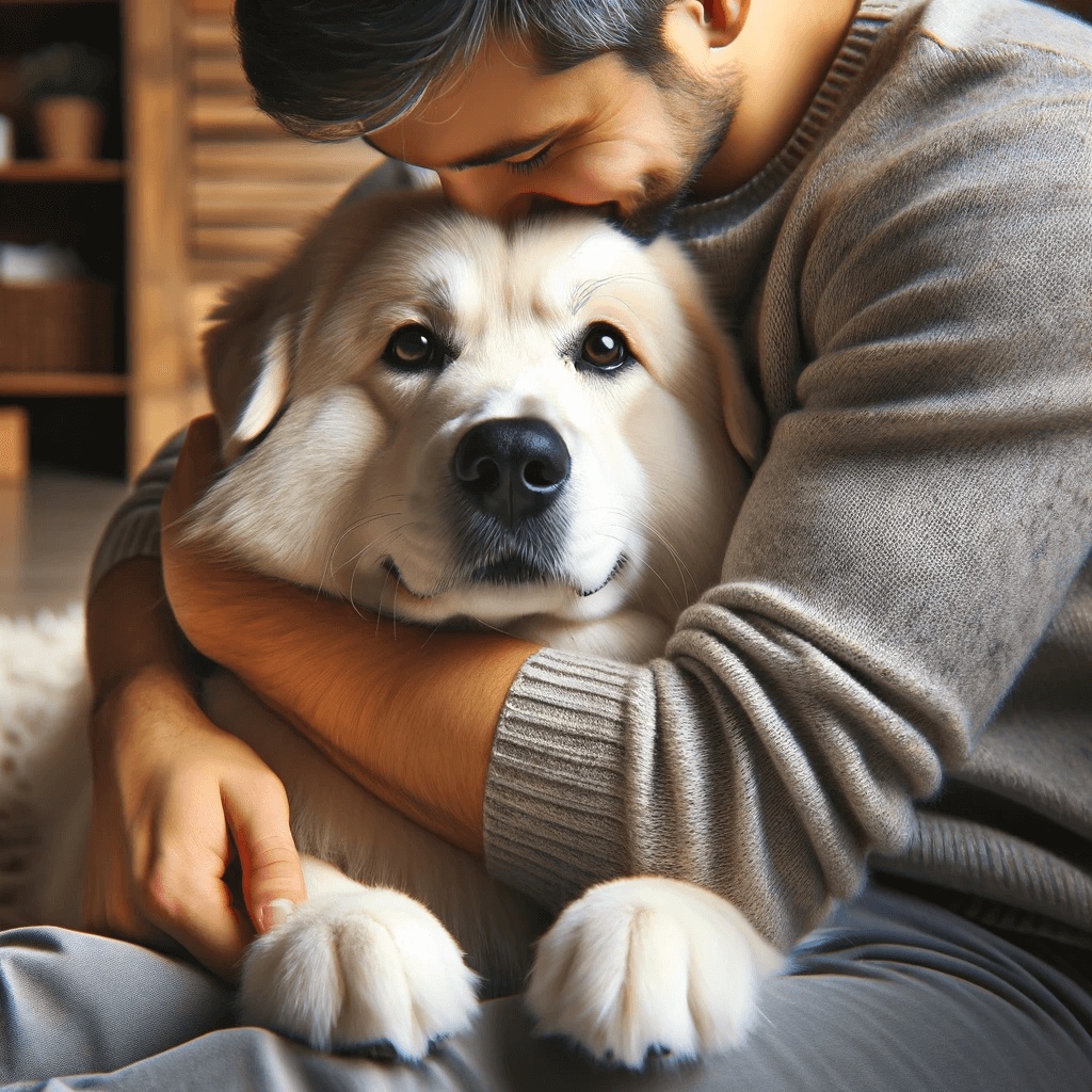 LabSky_cuddling_with_its_owner