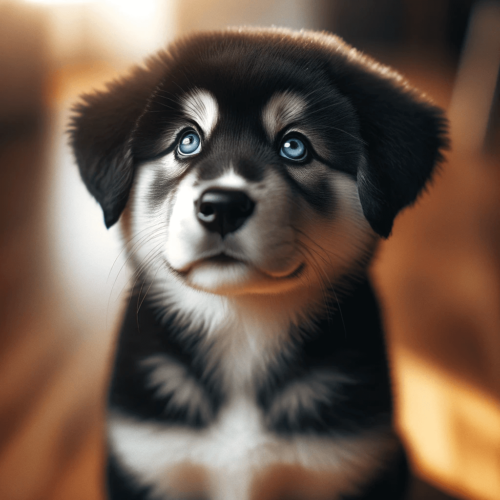 LabSky_puppy_gazing_up_with_curiosity