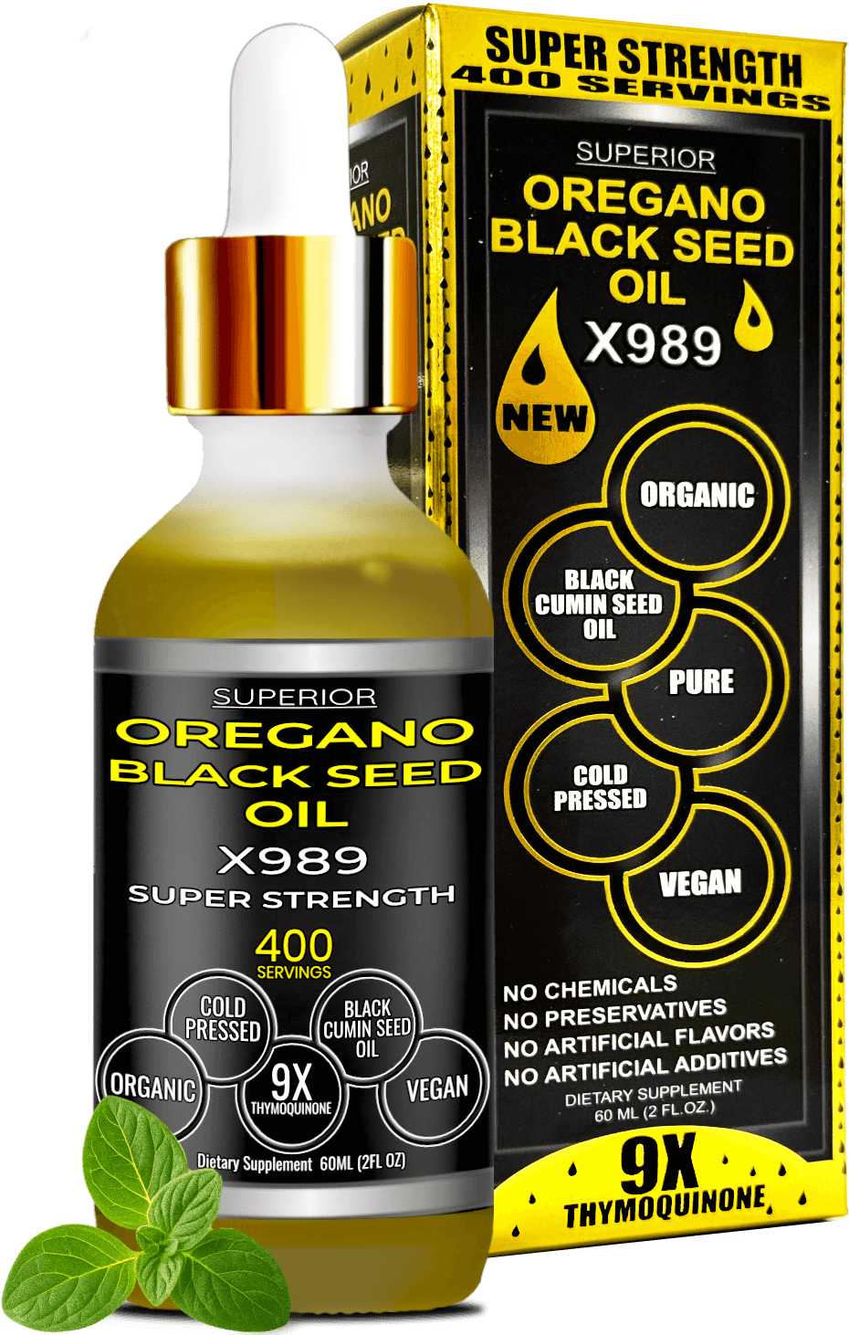 Oil of oregano with black seed oil liquid drops organic herbal supplement