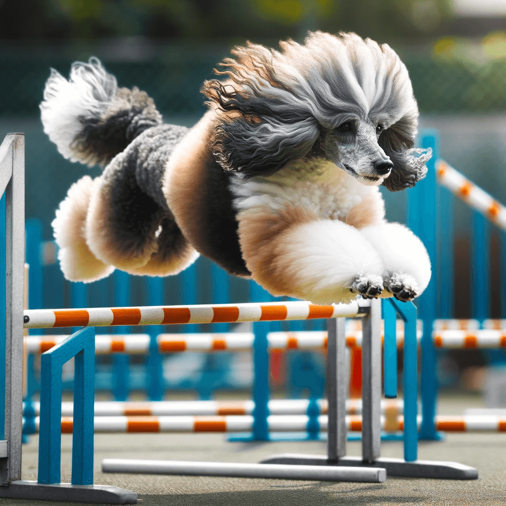 Parti_Poodle_performing_an_agility_course_leaping_over_hurdles_with_grace_and_precision