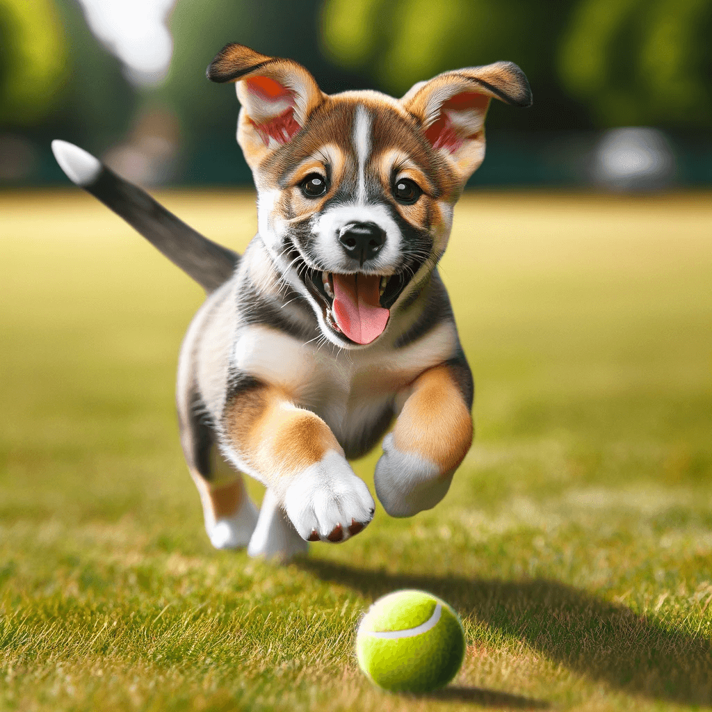 Playful_Husky_Boxer_Mix_Boxsky_pup_chasing_a_tennis_ball_with_boundless_energy