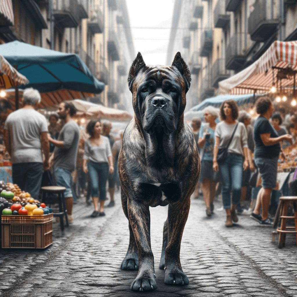 brindle_Cane_Corso_in_a_bustling_street_market_surrounded_by_various_stalls_and_people