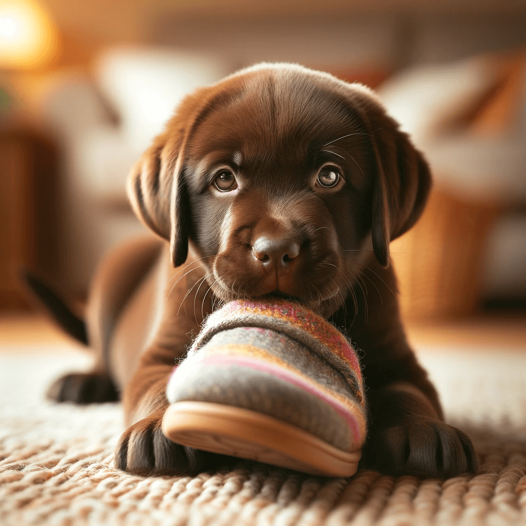 chocolate_lab_puppy_gently_holding_a_slipper_in_its_mouth_looking_like_it_s_offering_it_as_a_gift