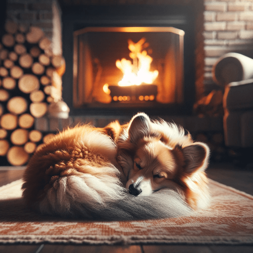 corgi_poodle_mix-_Corgipoo_s_fluffy_coat_blends_into_the_warm_tones_of_the_room