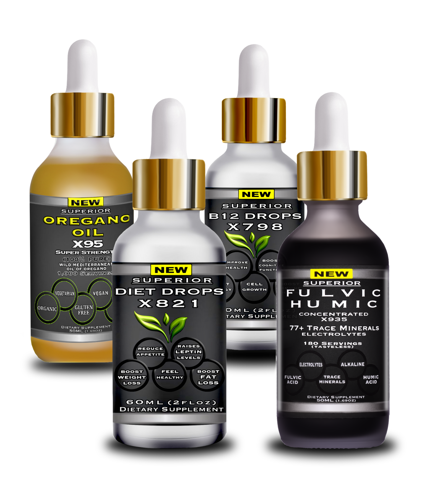 Fulvic Acid and Humid Acid Drops Bundle