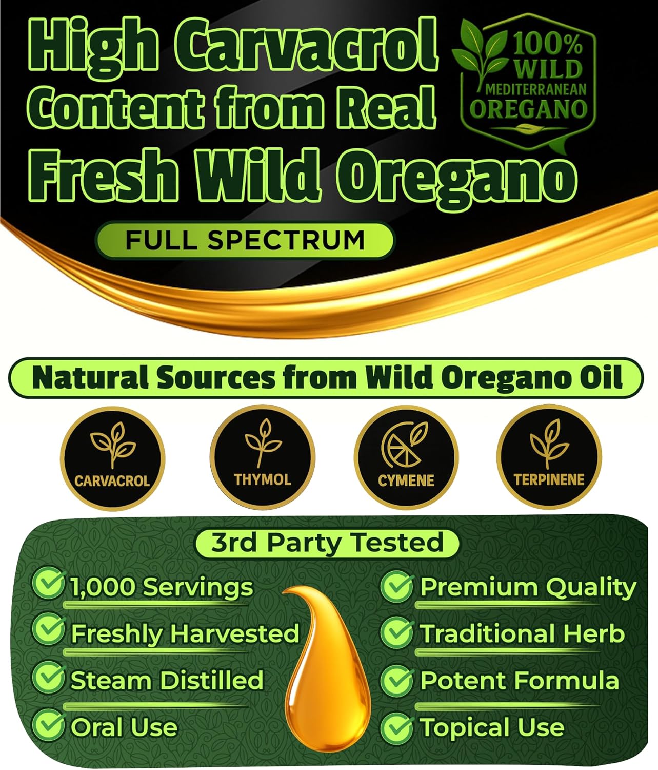 fresh steam distilled wild organic oregano oil drops pure oil of oregano supplement