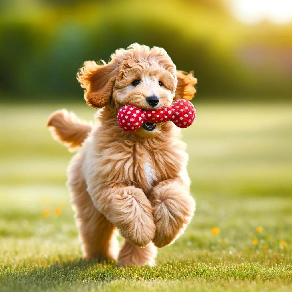 A_Mini_Goldendoodle_full_grown__mid-stride_in_a_grown