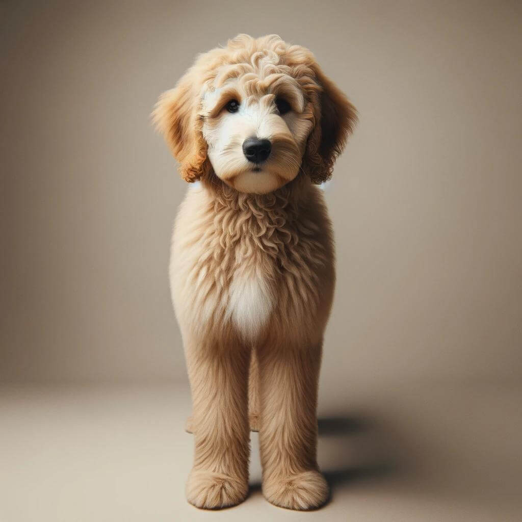 A_Mini_Goldendoodle_full_grown_standing_and_looking