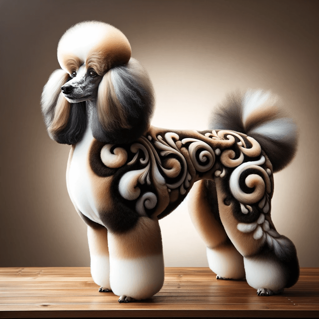 A_Parti_Poodle_with_its_fur_groomed_in_an_intricate_artistic_pattern
