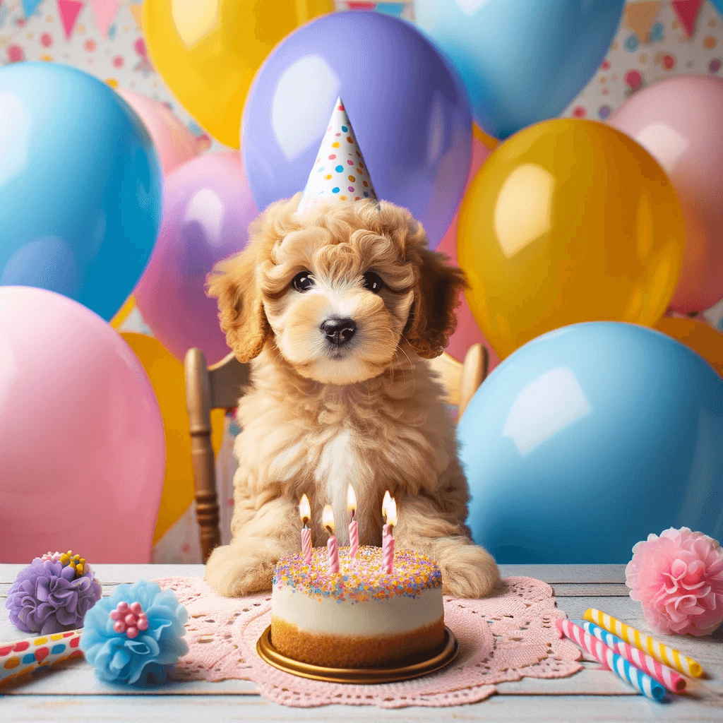 A_Teacup_Labradoodle_enjoying_a_birthday_celebration_complete_with_a_tiny_birthday_hat_and_surrounded_by_colorful_balloons._The_scene_shows_the_puppy