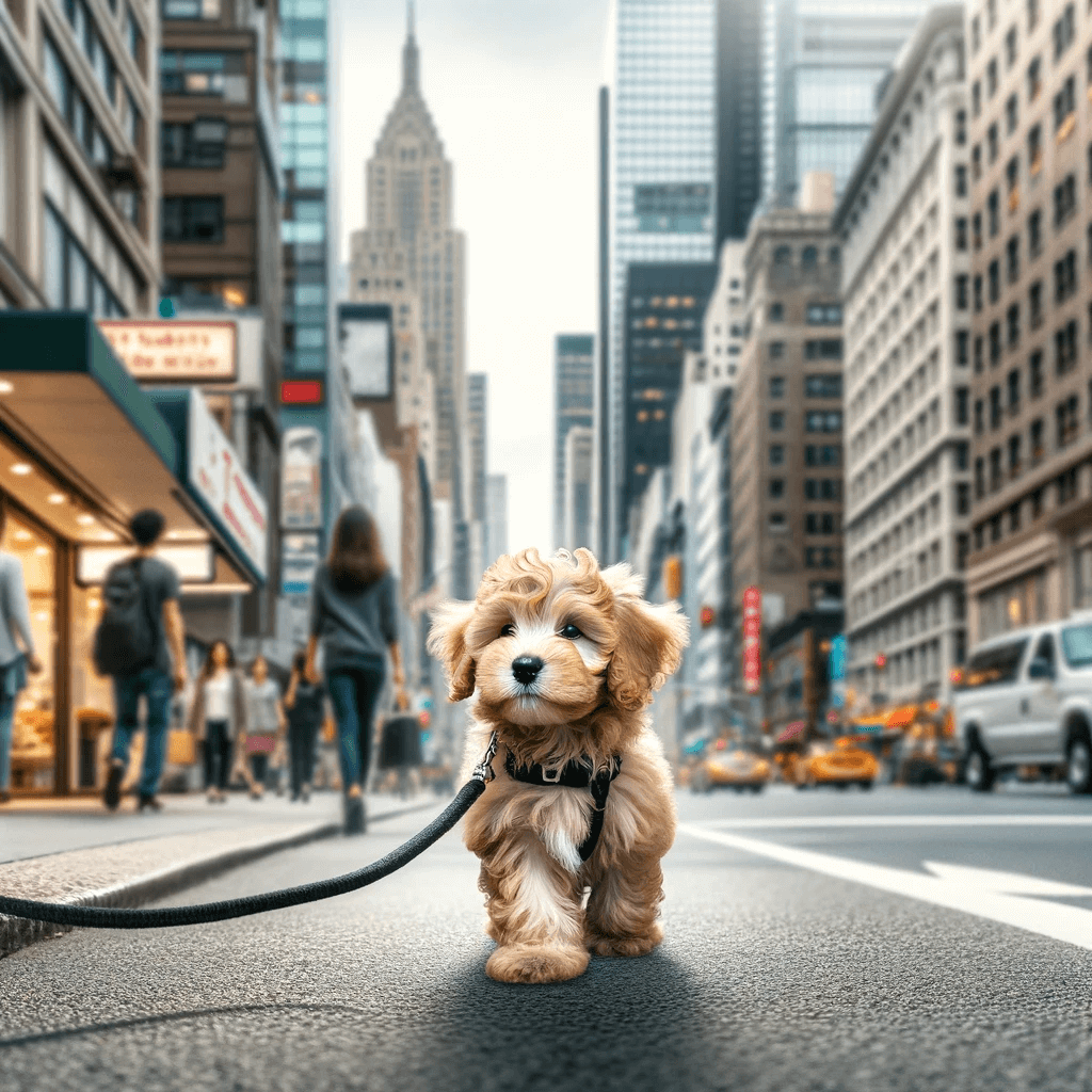 A_Teacup_Labradoodle_taking_a_stroll_in_the_city_walking_along_a_busy_street_or_sidewalk