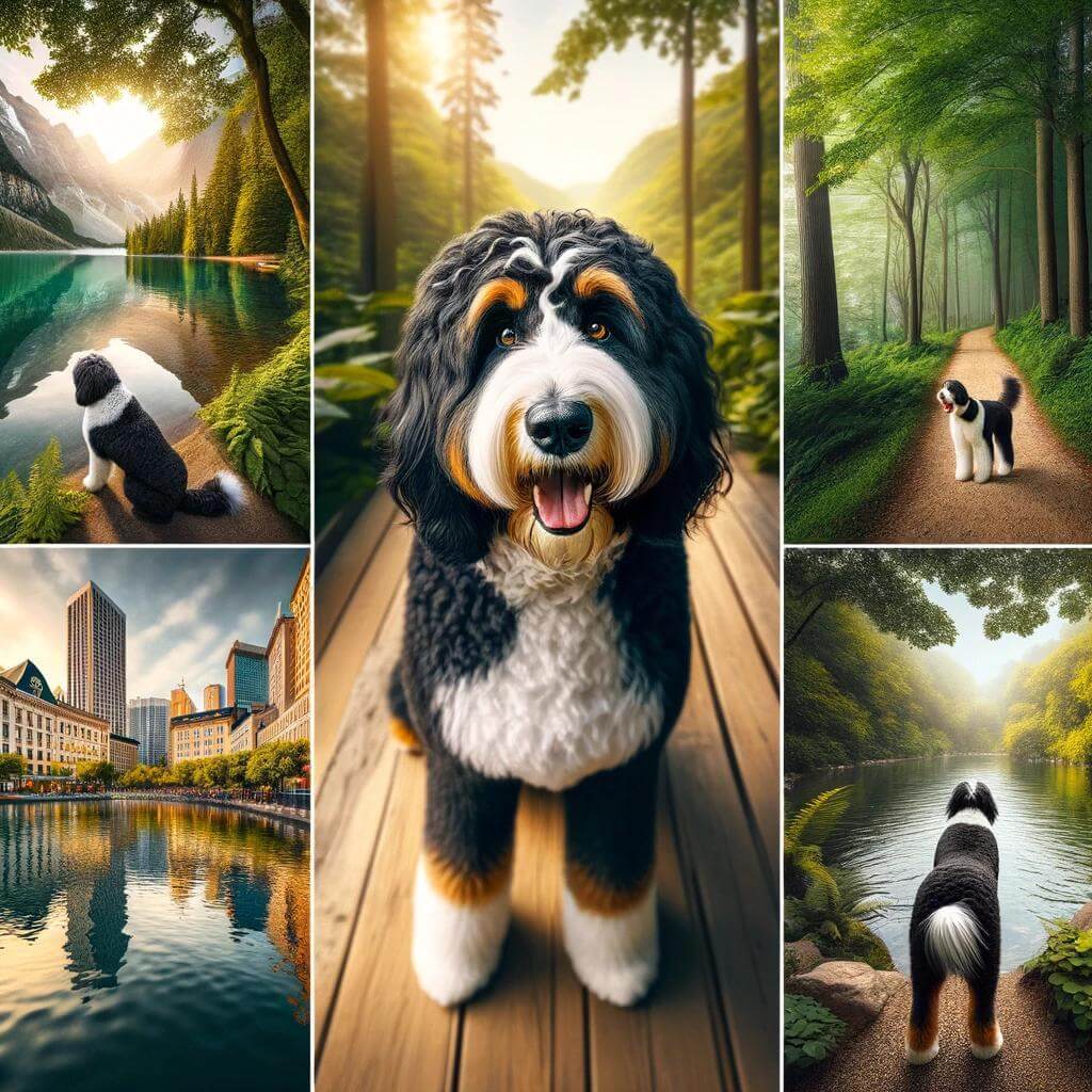 A_full-grown_Bernedoodle_in_different_outdoor_setting