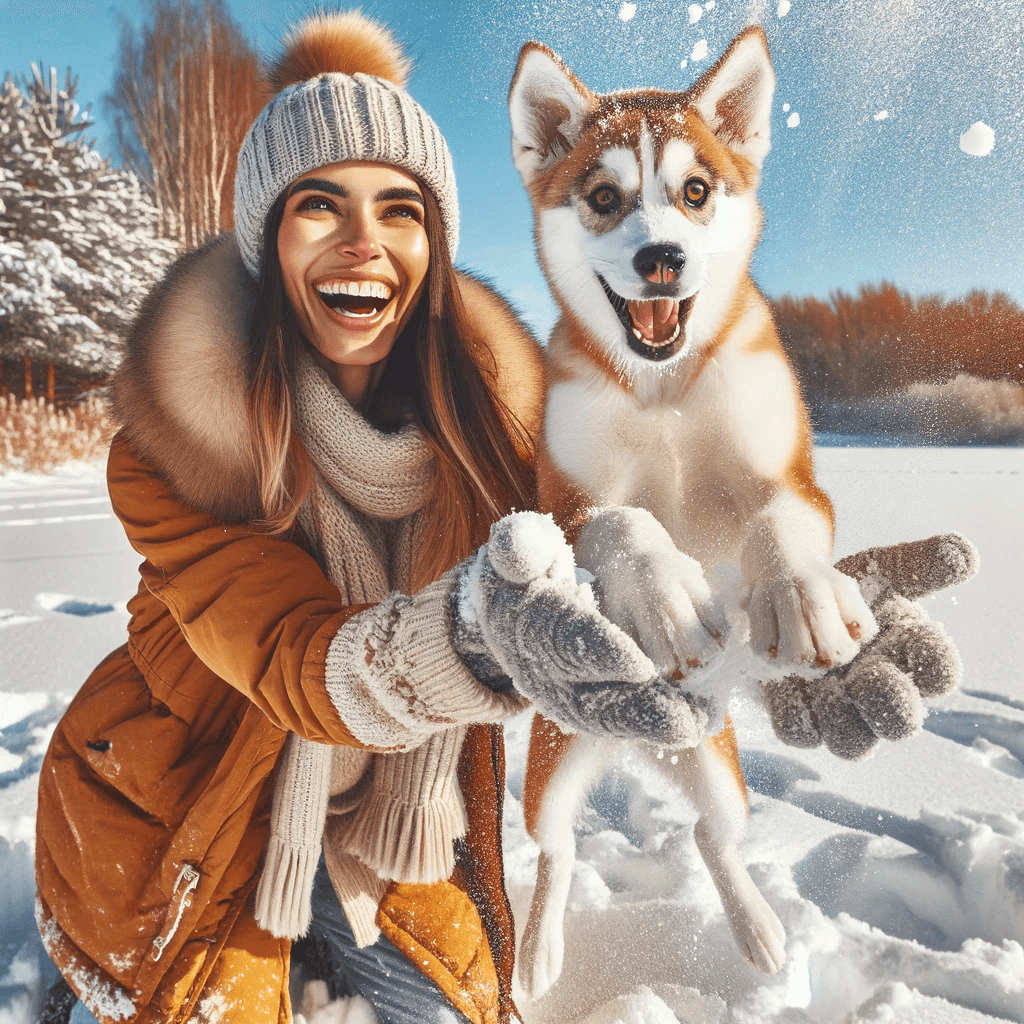 A_joyful_woman_and_a_Husky_Boxer_Mix_Boxsky_playing_in_the_snow
