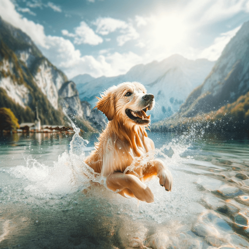 A_playful_Dark_Golden_Retriever_splashing_in_a_crystal-clear_lake_its_joyful_energy_and_love_for_water_sports_on_full_display