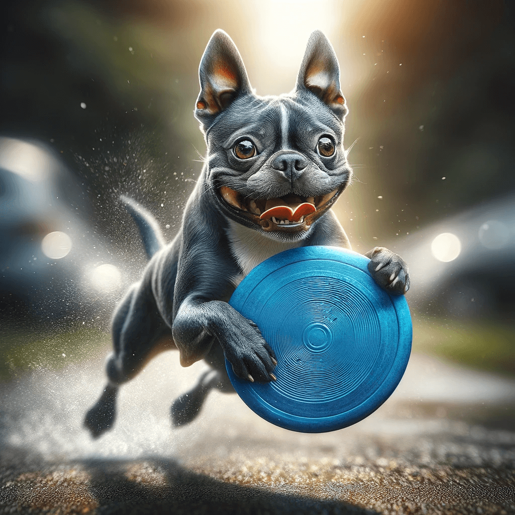 Blue_Boston_Terrier_is_captured_in_a_dynamic_outdoor_setting_happily_carrying_a_blue_frisbee_highlighting_the_breed_s_playful_energy_and_love
