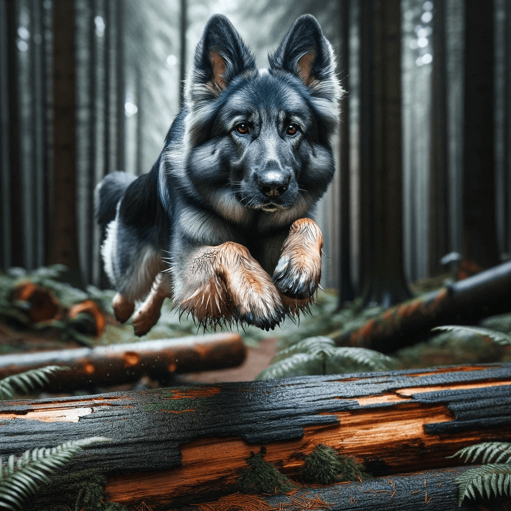 Blue_German_Shepherd_leaping_over_a_fallen_log_in_a_dense_forest_displaying_agility_and_grace