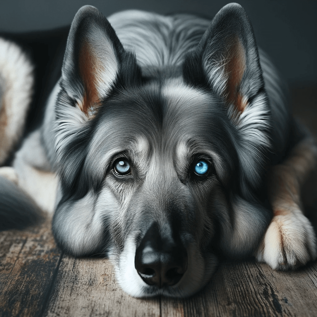 Blue_German_Shepherd_lying_down_displaying_a_faded_blue-grey_coat_with_darker_patches_and_one_blue_eye_suggesting_possible_heterochromia