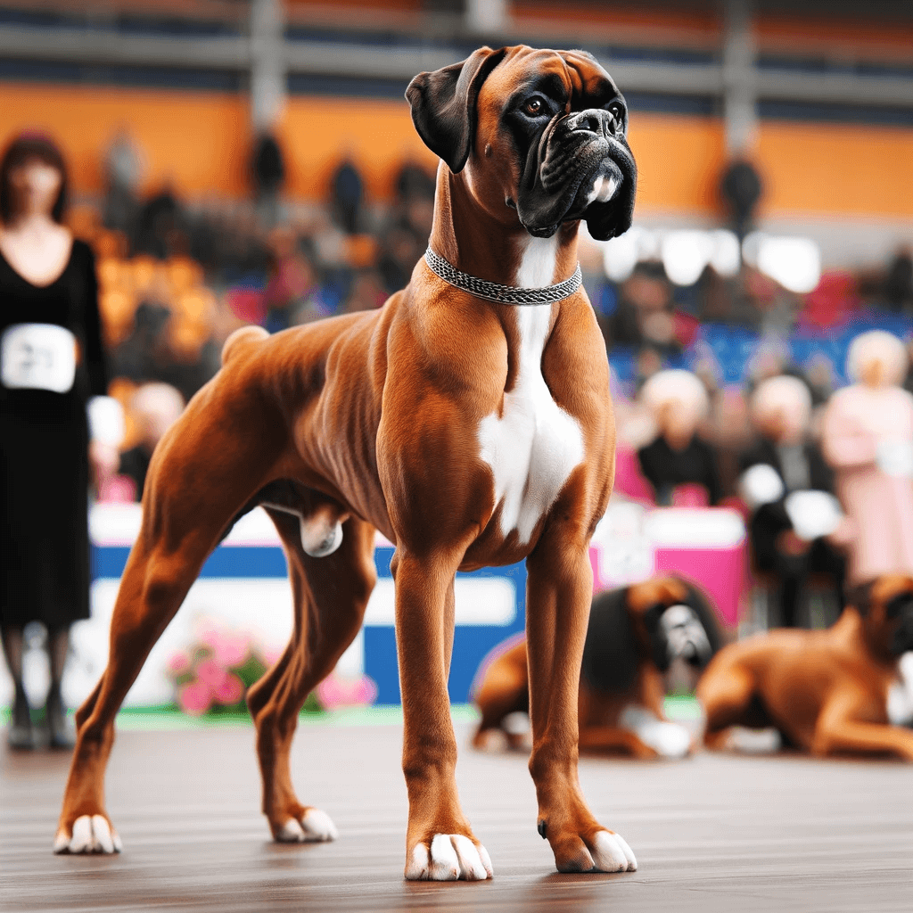 Boxador_participating_in_a_dog_show_standing_proudly_displaying_its_well-balanced_physique_and_glossy_coat