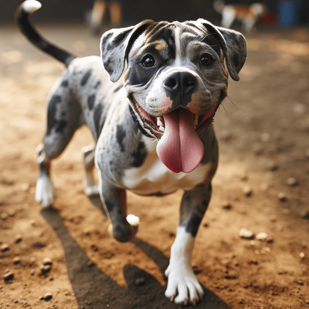 Catahoula_Bulldog_standing_on_dirt_ground_tongue_out_in_a_posture_that_indicates_movement_or_play