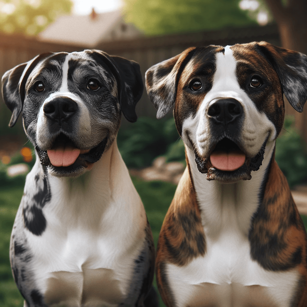 Catahoula_Bulldogs_outdoors_one_with_a_brindle_coat_and_the_other_predominantly_white_both_looking_happy_and_attentive