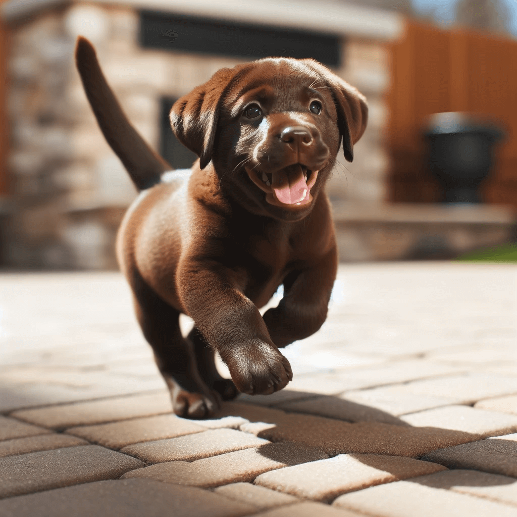 Chocolate_Lab_Pup_With_a_Wagging_Tail_Chasing_Its_Shadow_on_a_Sunny_Day