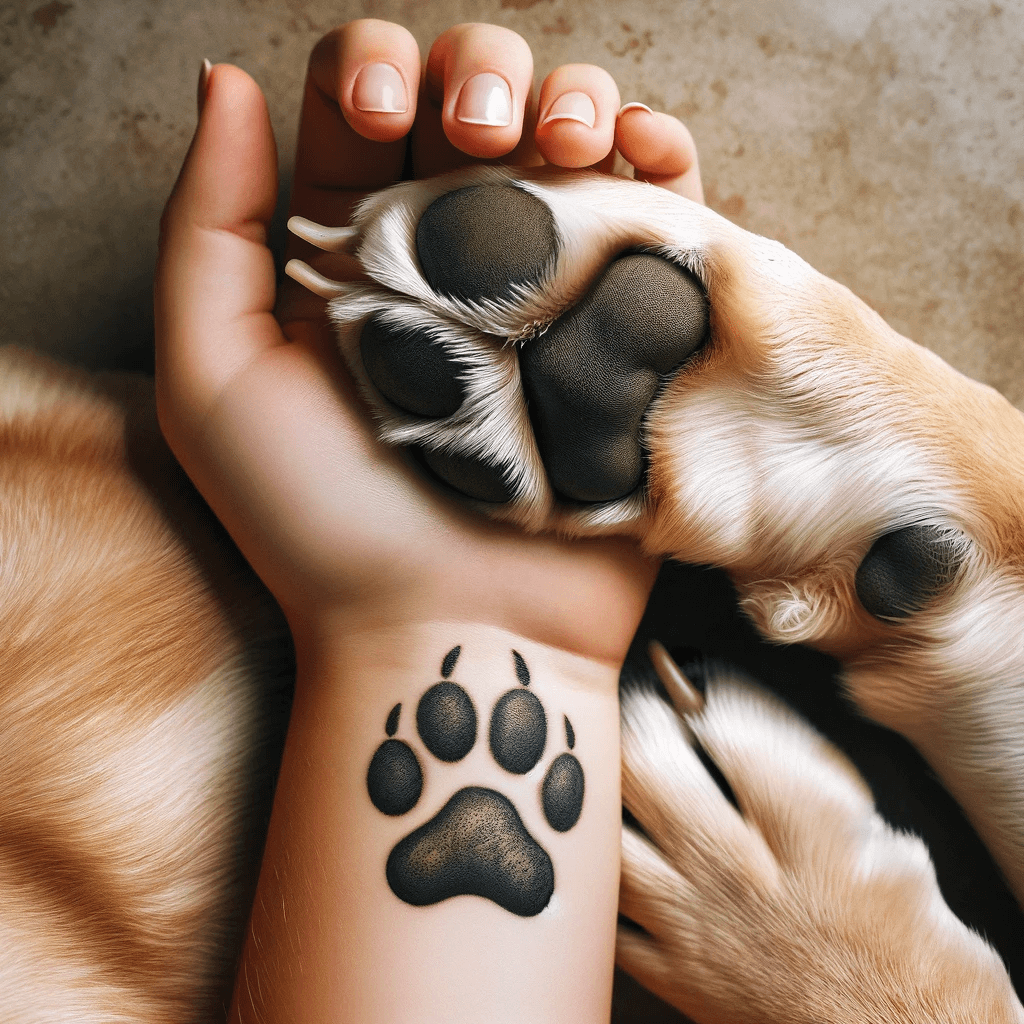 Close-up_of_a_Labradorii_Labrador_Retriever_s_paw_with_a_matching_paw_print_tattoo_on_its_owner_s_wrist_symbolizing_their_close_bond
