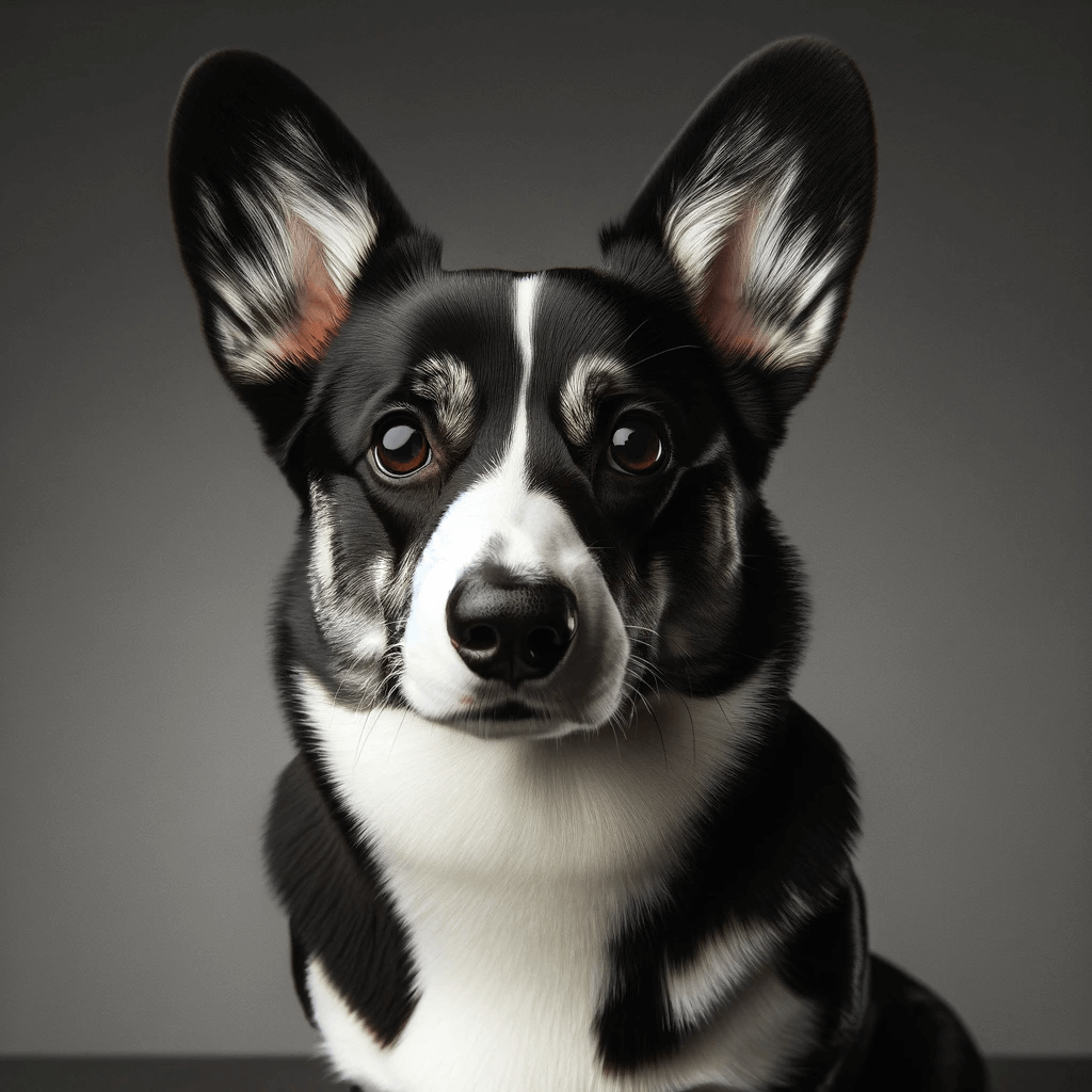 Corgi-Lab_mix_with_a_striking_black_and_white_coat_its_bright_eyes_and_perky_ears_showcasing_the_alertness_typical_of_Corgidors
