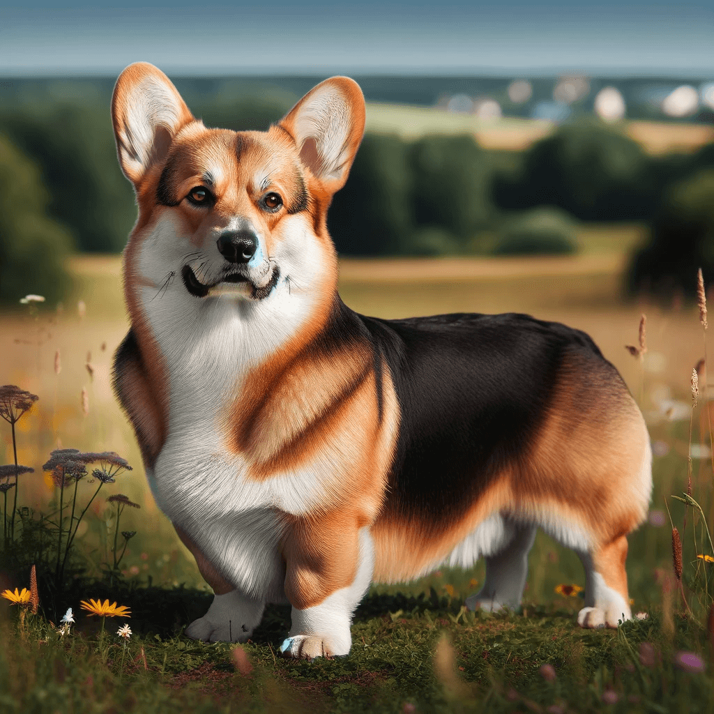 Corgidor_standing_in_a_meadow_its_sturdy_physique_and_glossy_coat_a_testament_to_the_breed_s_robust_health