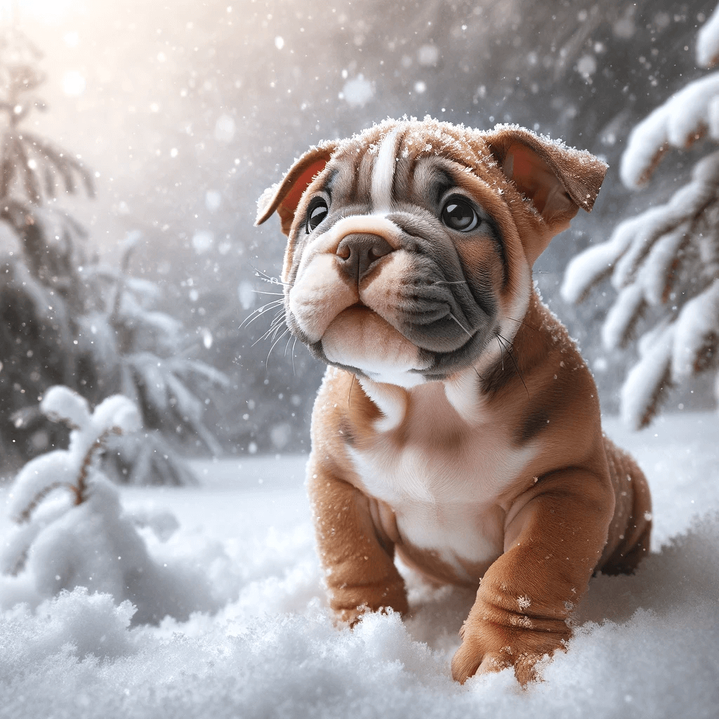 Exotic_Bully_puppy_experiencing_snow_for_the_first_time_highlighting_its_playful_nature_and_curiosity.