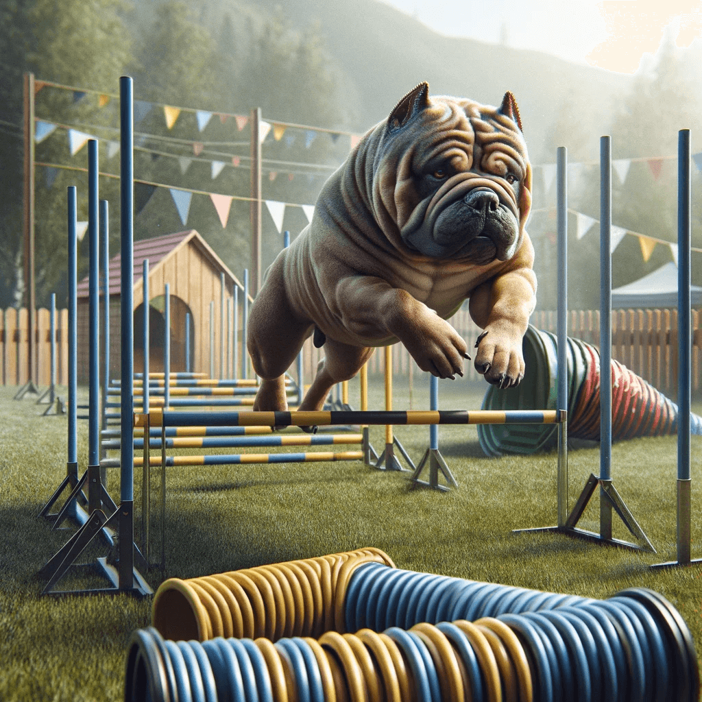 Exotic_Bully_skillfully_navigating_an_agility_course_demonstrating_its_athletic_ability_and_mental_agility.