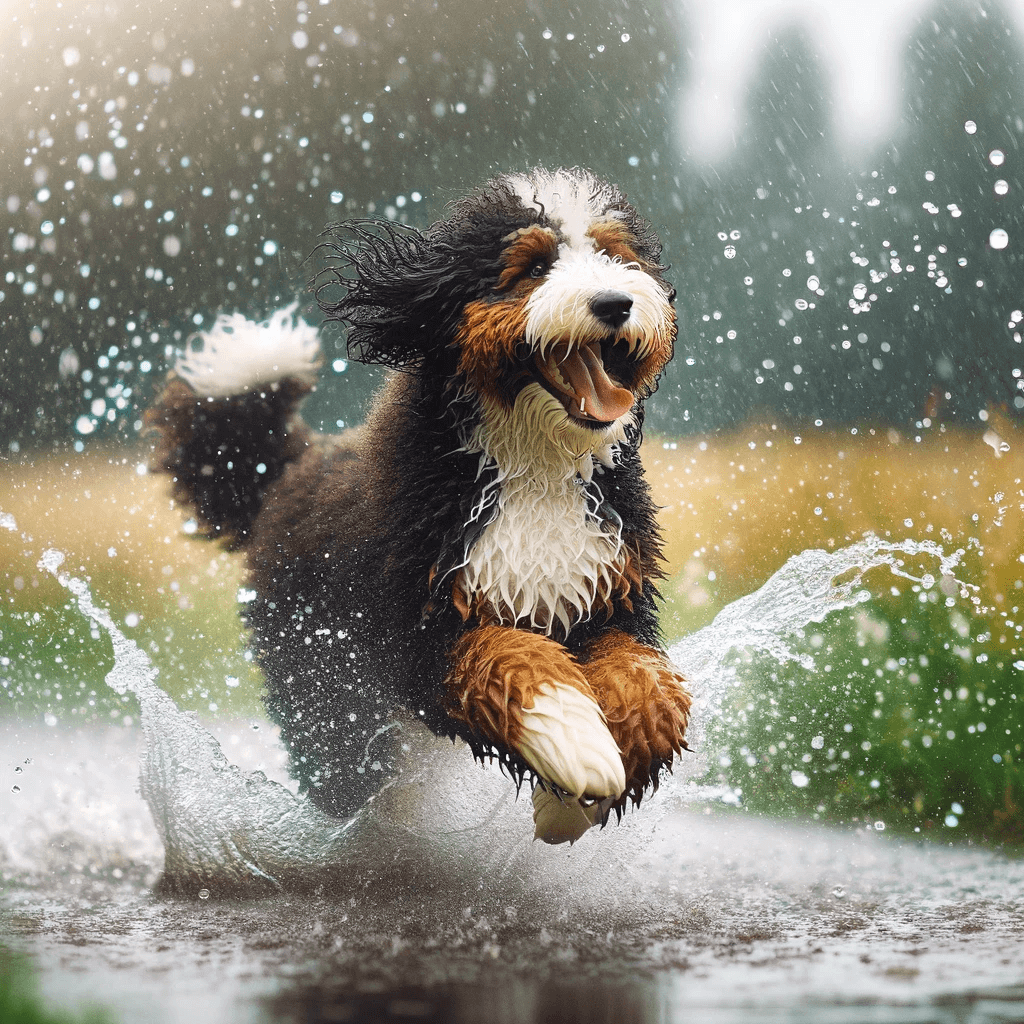 F1B_Bernedoodle_joyfully_splashing_through_rain_puddles