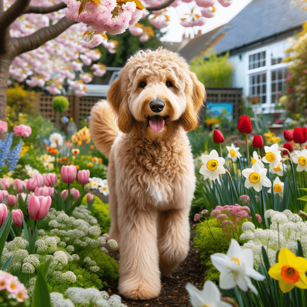 Goldendoodle_amidst_spring_blossoms_showcasing_its_love_for_the_outdoors_and_hypoallergenic_coat