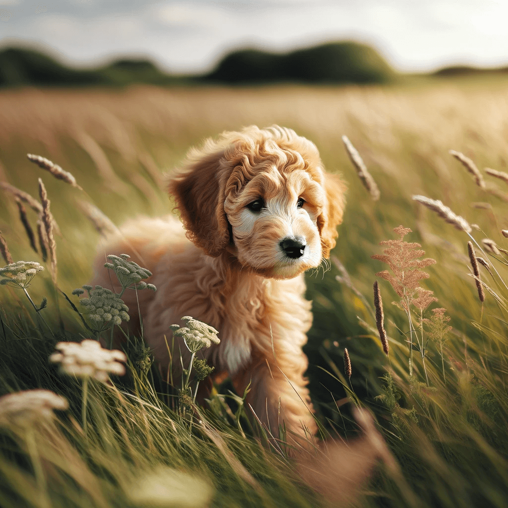 Goldendoodle_puppy_exploring_a_grassy_field